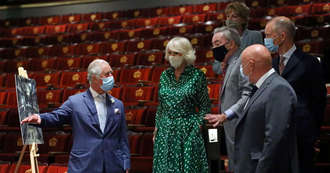 Show must go on: Andrew Lloyd Webber guides Charles and Camilla around refurbished theatre